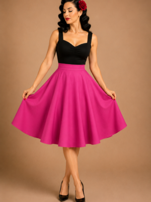 FALDA DE VUELO PINUP ROSA FUCSIA