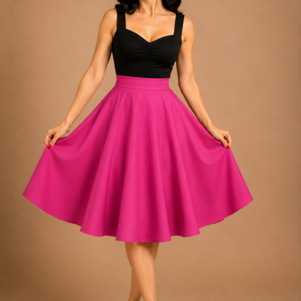 FALDA DE VUELO PIN UP FUCSIA