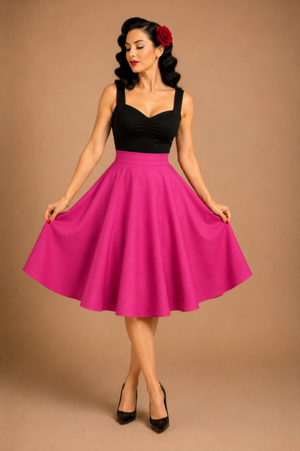 FALDA DE VUELO PINUP ROSA FUCSIA