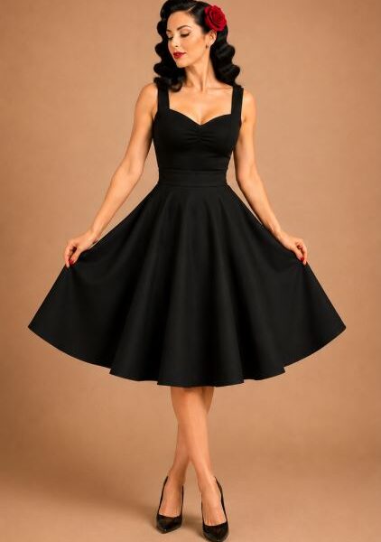 FALDA DE VUELO PIN UP NEGRO