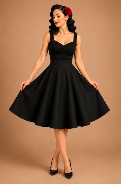 FALDA DE VUELO PINUP NEGRA