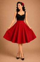 FALDA DE VUELO PINUP ROJA