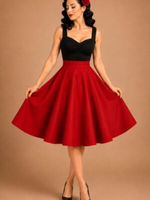 FALDA DE VUELO PINUP ROJA