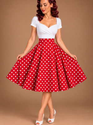 FALDA PINUP ROJA TOPOS