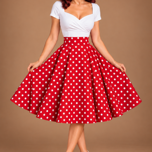 Falda pin up vuelo roja lunares