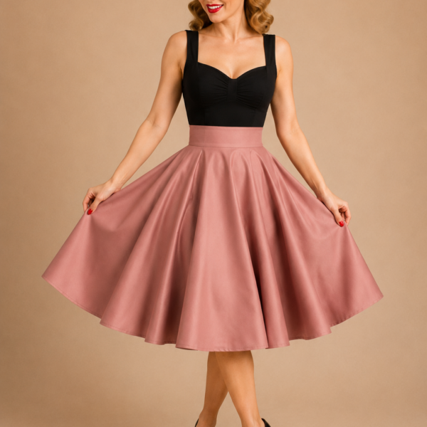 FALDA DE VUELO PIN UP ROSA