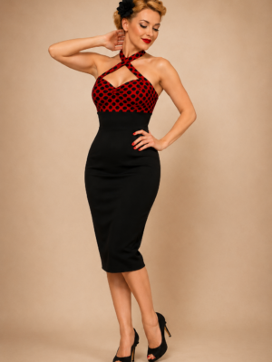 VESTIDO DE TUBO PINUP ESCOTE CRUZADO