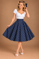 FALDA DE VUELO PINUP AZUL TOPOS