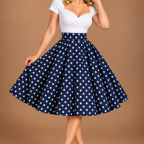 falda pin up de vuelo azul lunares