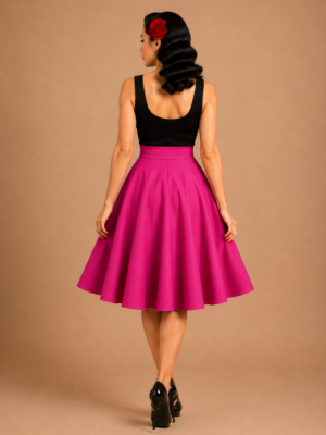 FALDA DE VUELO PIN UP FUCSIA