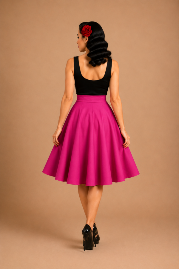 FALDA DE VUELO PINUP ROSA FUCSIA