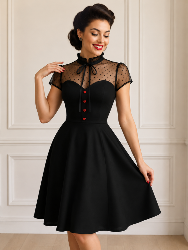 VESTIDO PINUP TUL Y CORAZONES