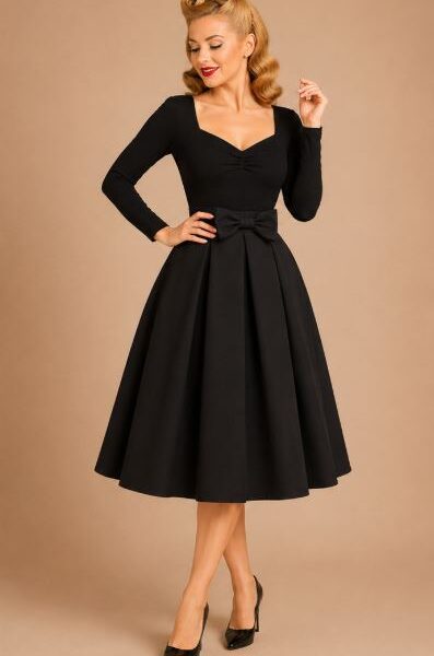 FALDA DE VUELO PIN UP NEGRO LAZO