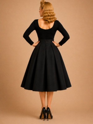FALDA DE VUELO PIN UP NERO PLIEGUES
