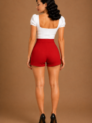 Pantalón pin up corto rojo botones