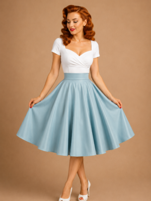 FALDA DE VUELO PINUP AZUL CLARO