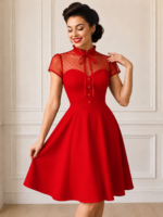VESTIDO PINUP TUL Y CORAZONES RED