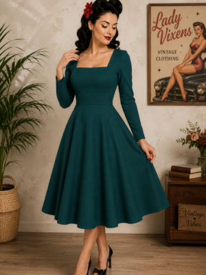 VESTIDO PIN UP VUELO ESCOTE CUADRADO
