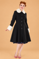 ABRIGO PIN UP NEGRO CUELLO PELO
