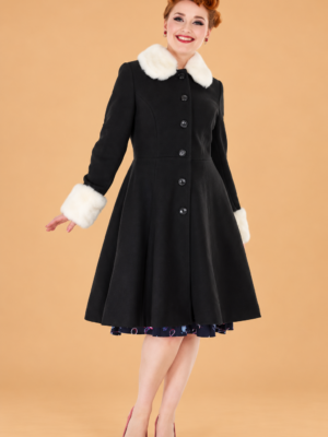 ABRIGO PIN UP NEGRO CUELLO PELO