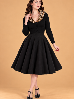 CARDIGAN NEGRO CUELLO LEOPARDO
