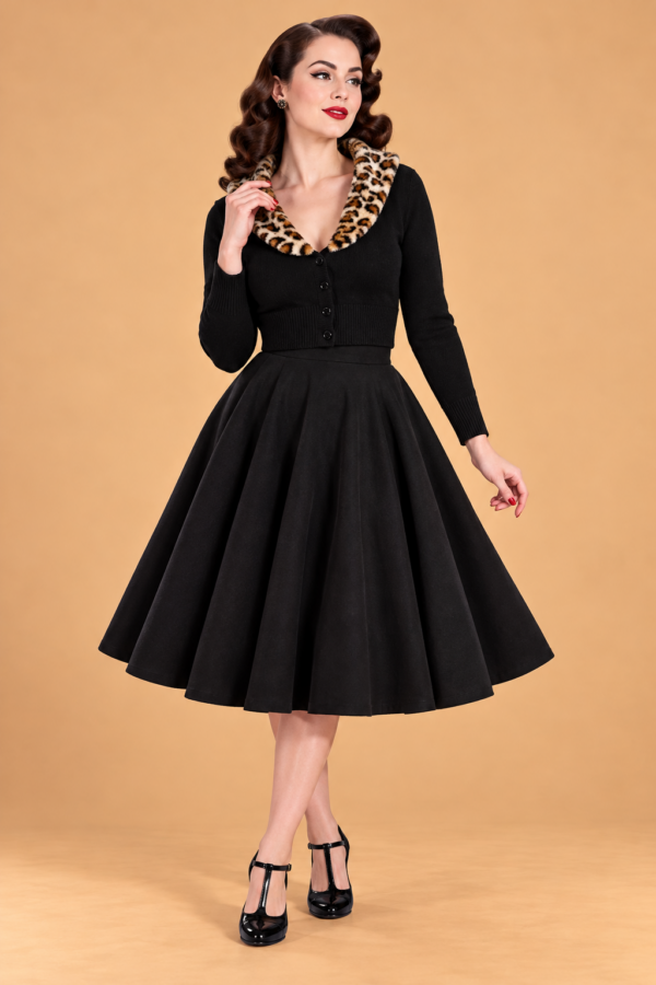 CARDIGAN NEGRO CUELLO LEOPARDO
