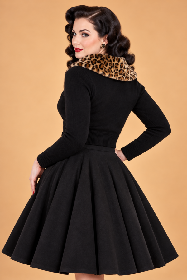 CARDIGAN NEGRO CUELLO LEOPARDO