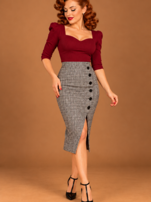 FALDA TUBO PINUP CUADROS ABERTURA