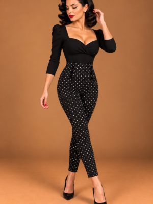 PANTALON PINUP NEGRO TOPOS