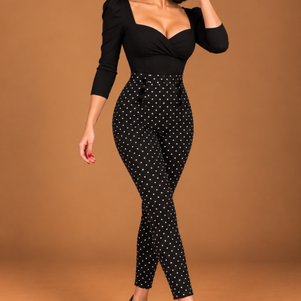 PANTALON PINUP NEGRO TOPOS